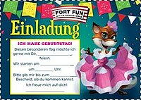 Auf der Einladungskarte für den Kindergeburtstag ist Fux Frida zu sehen.