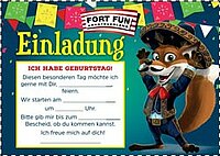 Auf der Einladungskarte für den Kindergeburtstag ist Fux Funny zu sehen.
