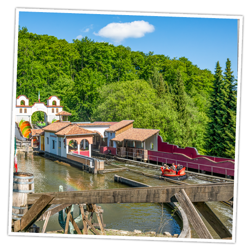 Der Eingangsbereich des Rapid River Los Rapidos im Freizeitpark FORT FUN.