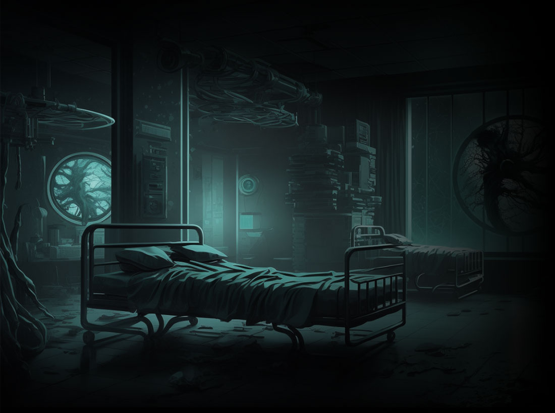 Ein gezeichnetes Bild von einem Bett in einem verlassenen Raum - das Sinnbild für ein neues, düsteres Maze.