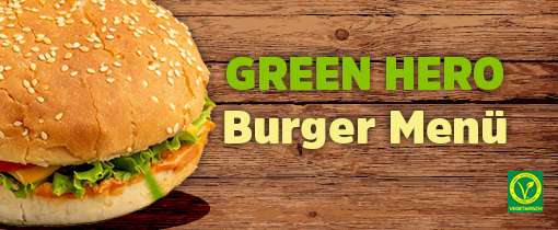 Das Green Hero Burger Menü ist vegetarisch und sehr lecker.